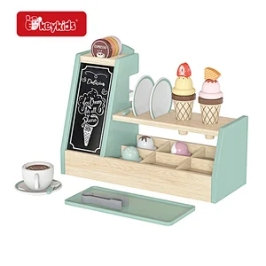 3-in-1 Pretend Play Wooden Coffee & Ice Cream Counter Playsets for Kids W10A233